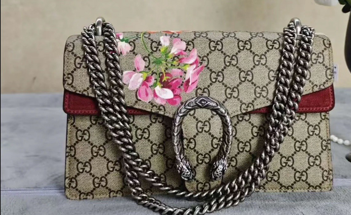 Authentic Gucci Dionysus Blooms Chain Strap Shoulder Bag Silver Hardware