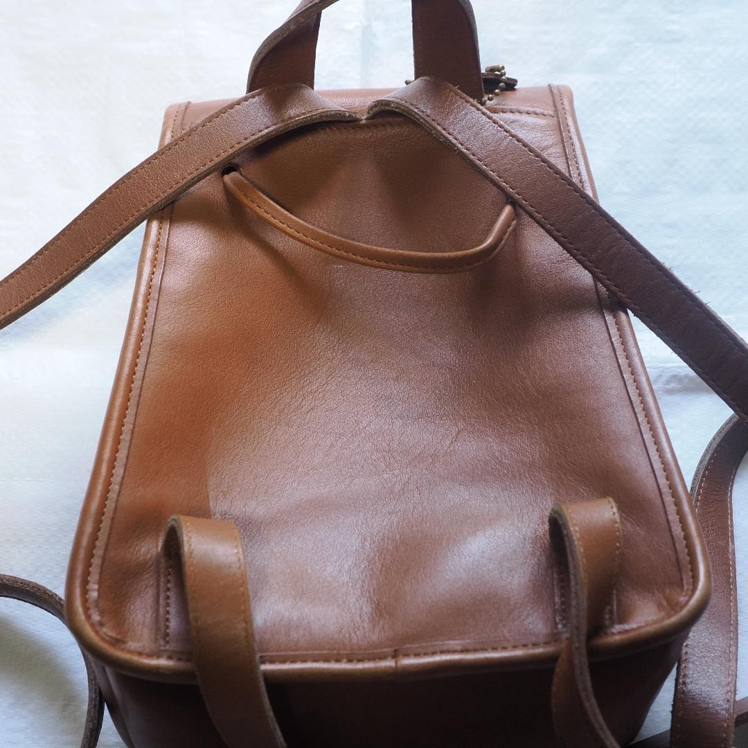 Vtg 90’s Coach Mini Daypack Backpack Turn Lock British Tan 9960 Y2K From Japan