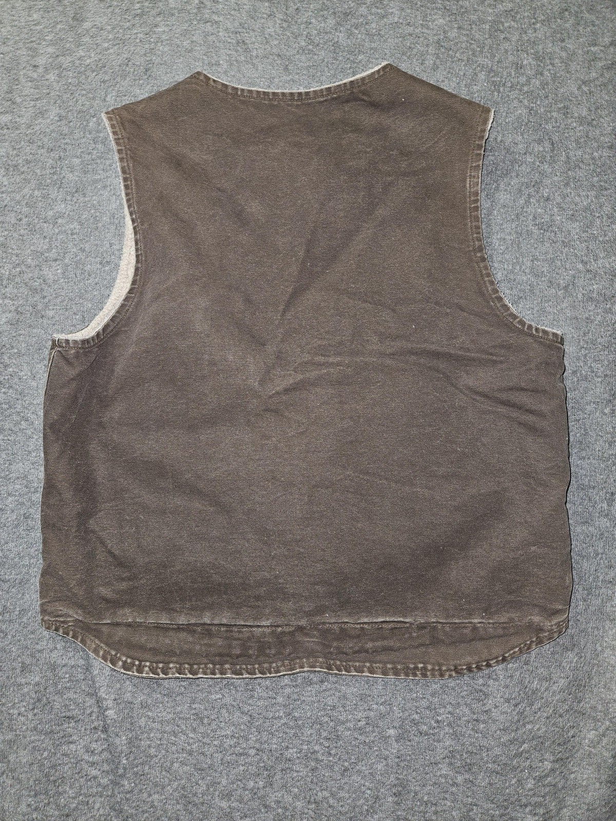 Carhartt Vest Mens Large Brown Sherpa Lined Insulated Canvas Workwear V26-DKB