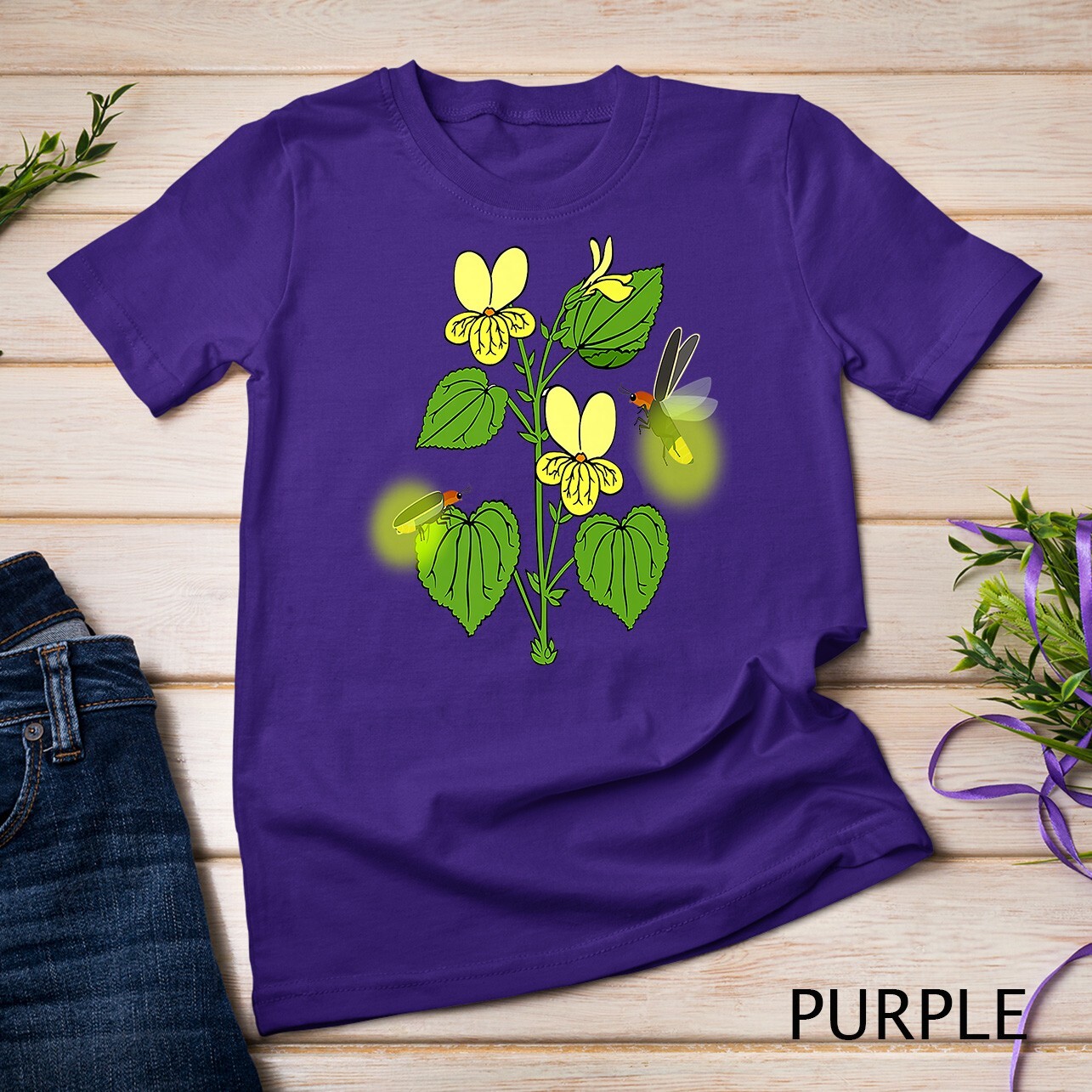 Lightning Bugs and Flowers Bugs Insects Entomology Beetle Premium Unisex T-shirt