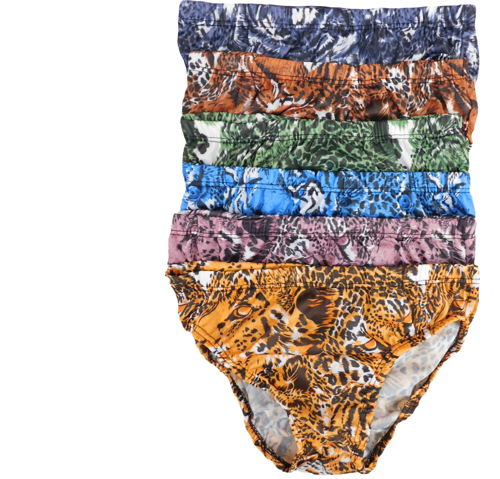 6 PK MEN BIKINI BRIEFS 100% BREATHABLE ANIMAL PRINT UNDERWEAR LOW RISE