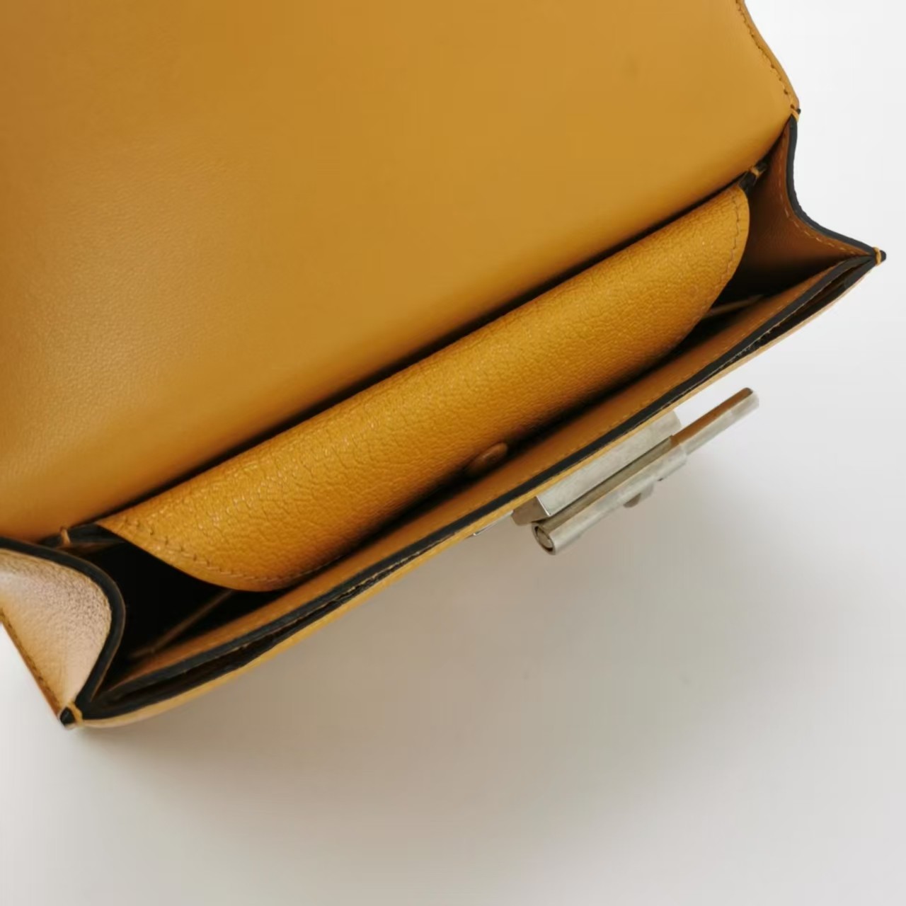 Hermes Verrou Mini 17 Chevre Mysore Soleil 9H Yellow Silver Hardware PHW Auth
