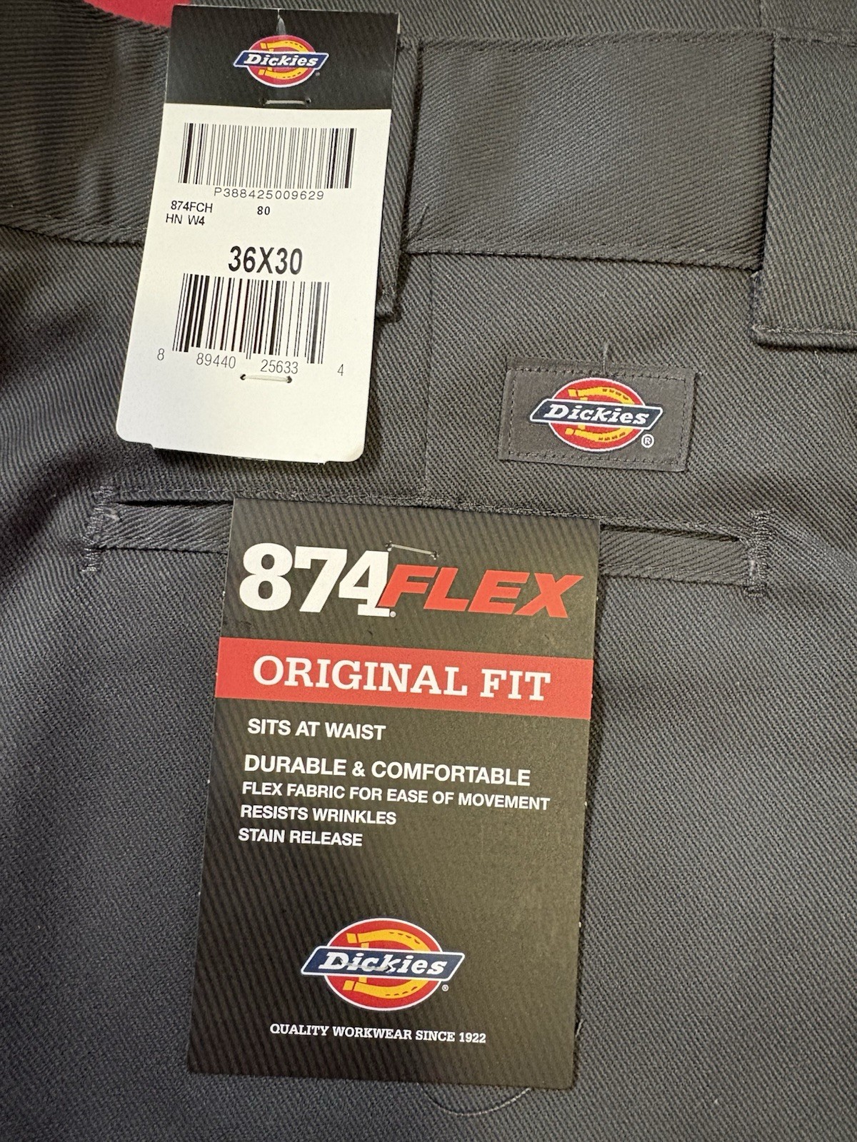 Dickies Men’s 874 Pants Flex Fit Uniform Straight Leg Charcoal NWT 36×30