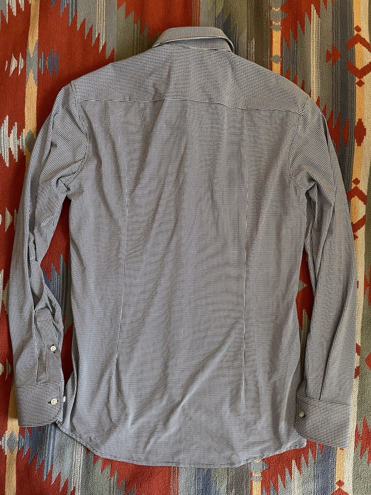 HUGO BOSS Performance Slim Fit Stretch Geo Check Print Hank Kent Shirt Size S