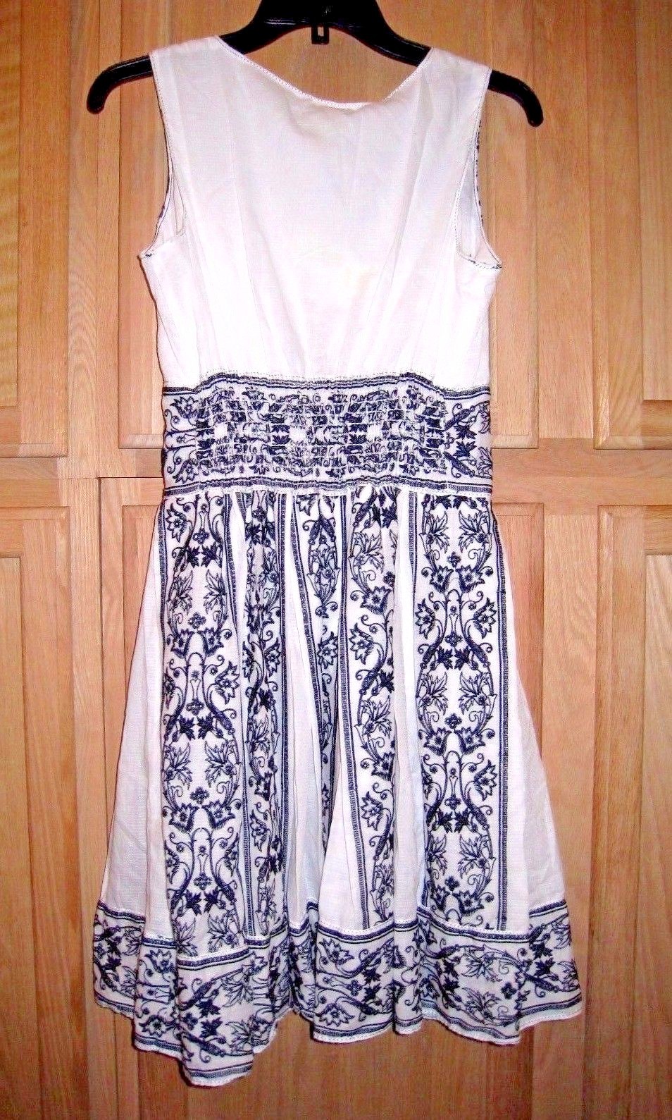 Sophie Max Studio 5B05C65 Ivory Black Embroidered Fit & Flare Pleated Dress $148