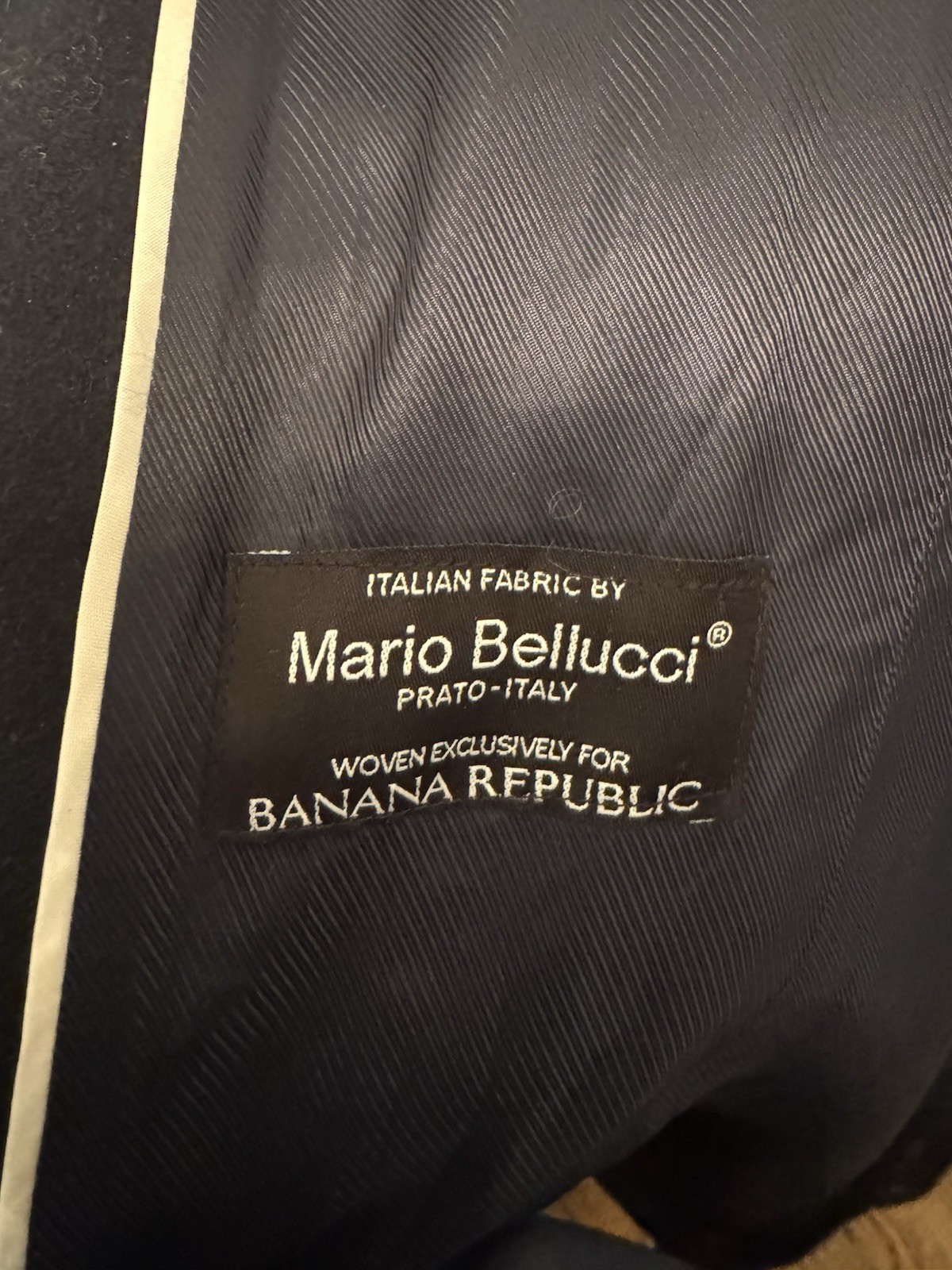 Banana Republic Mario Bellucci Long Wool Belted Trench Coat Navy Blue Medium