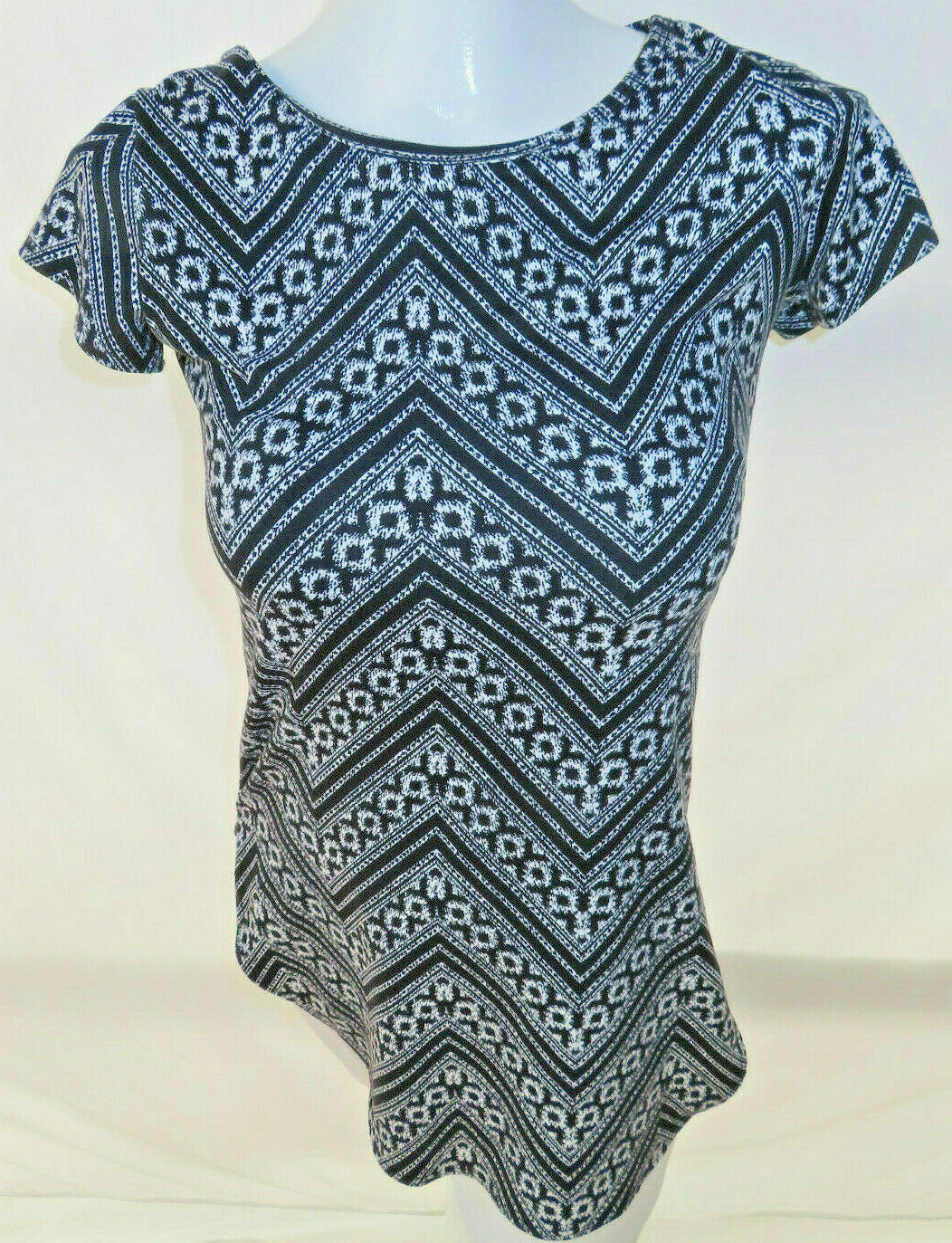 Pinc Women’s Black White Patternity Mynihility Patterns Mini Skirt Blouse Size S
