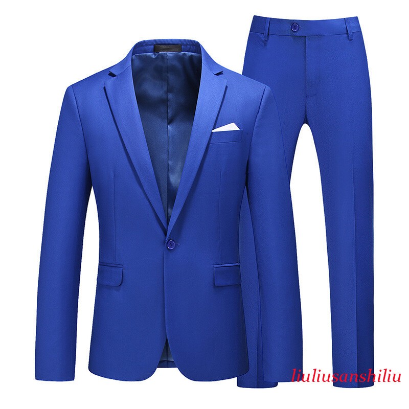 Men’s One Button Formal Suits 2pcs Blazer Jacket Pants Slim Party Grooms Wedding