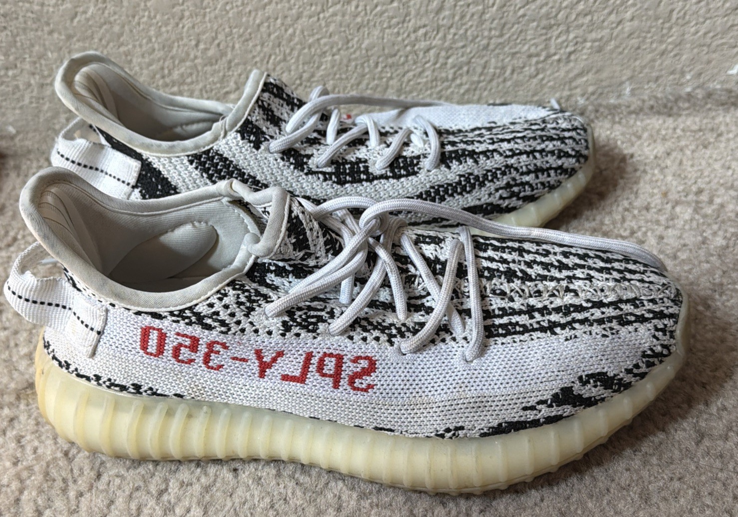 Adidas Yeezy Boost 350 V2 Zebra White Black Sneaker Shoes Low Top Sz 7 No Box
