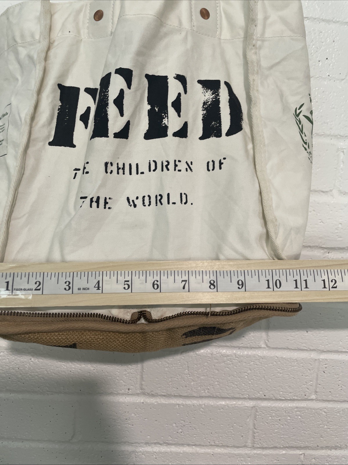 Feed 100 Children of the World Convertible Re-Usable Cotton Tote Burlap Bag