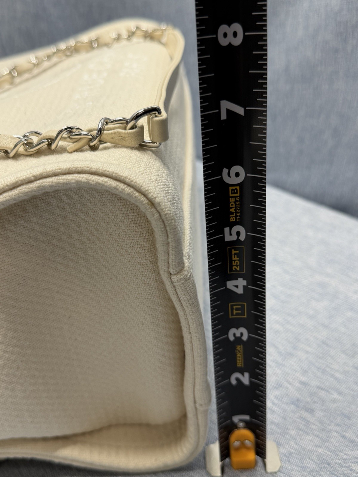 Chanel Deauville MM Tote Bag With Pouch Chain Tweed Material White