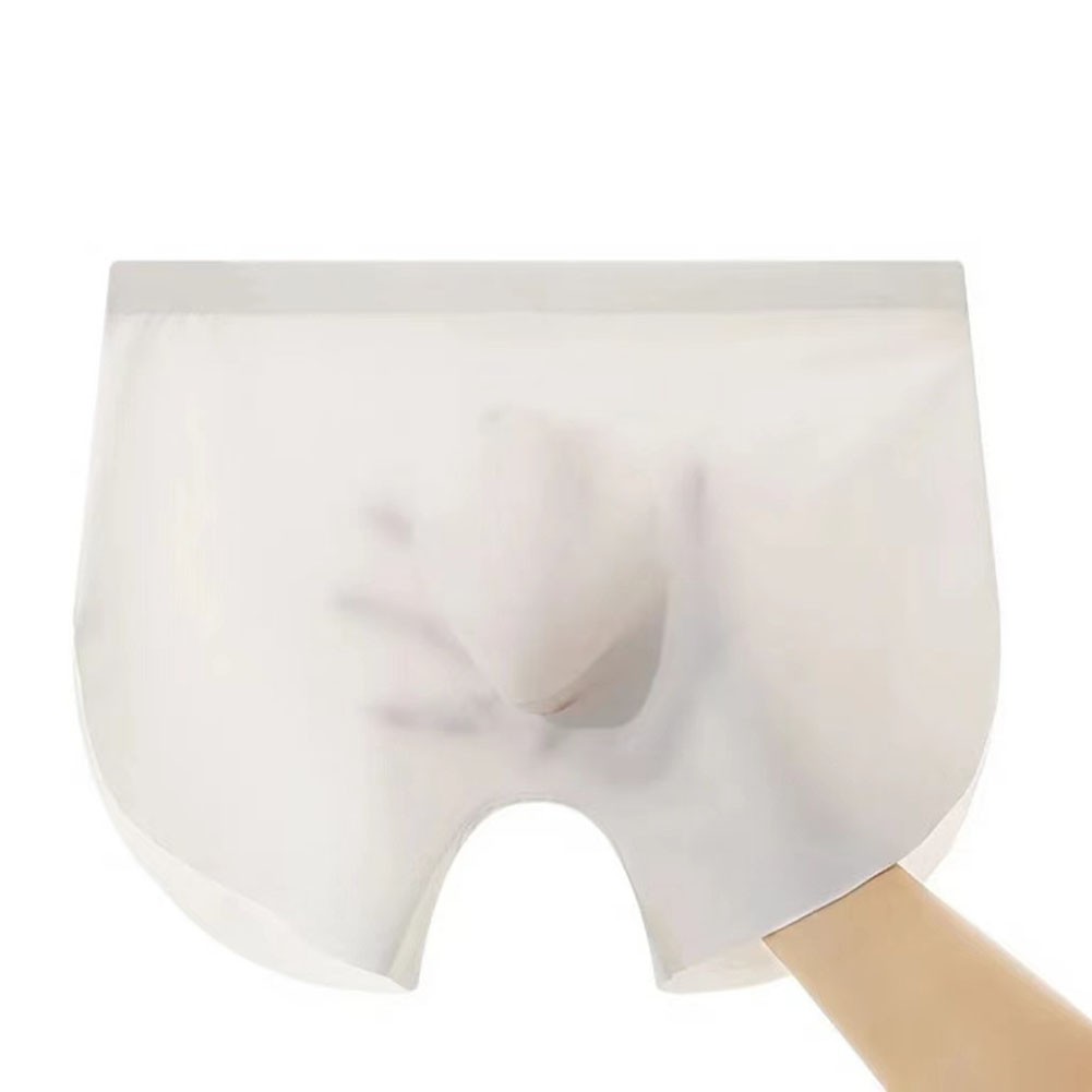 Men Soft Breathable Seamless Boxer Underwear Trunks with Ball Pouch for Perfect