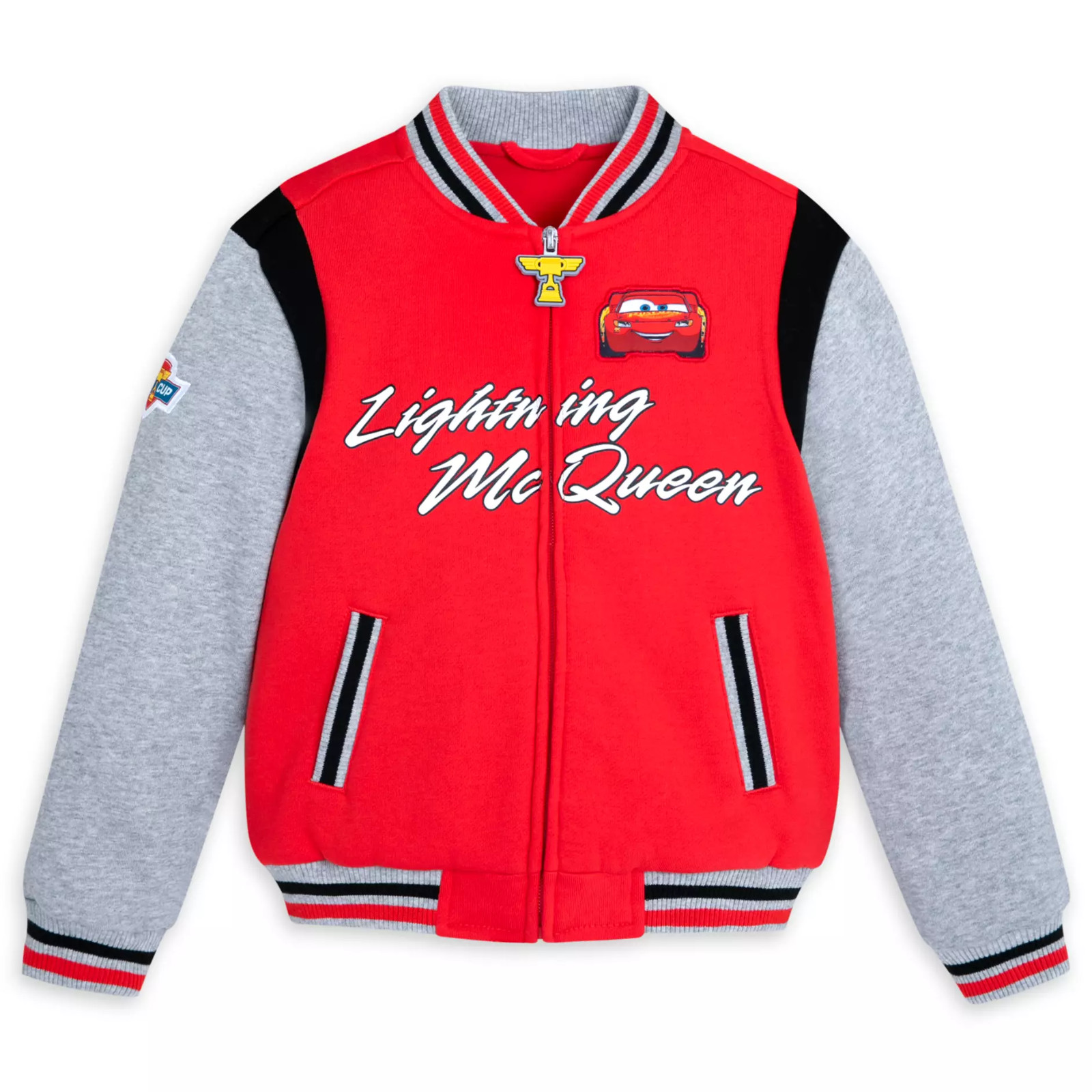 New DISNEY Store Cars Lightning McQueen Varsity Jacket Boys Size 7/8,9/10