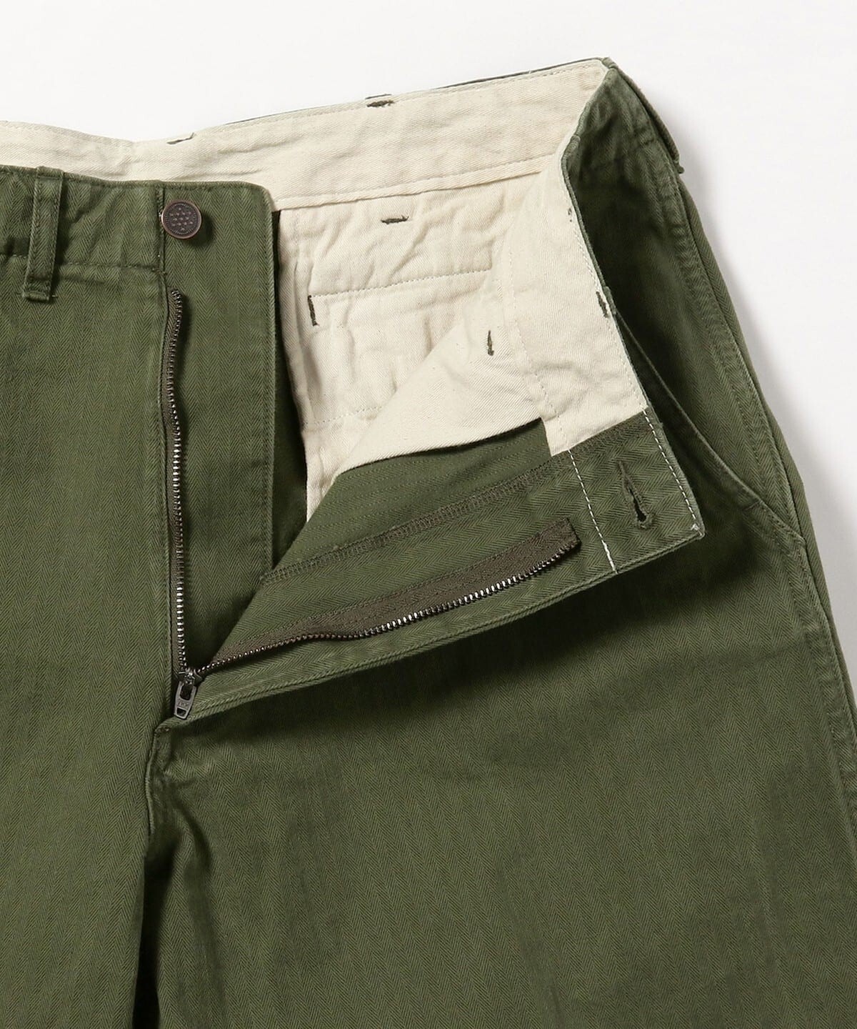 New BEAMS PLUS Mil Trousers Herringbone Olive Military Pants Limited Tokyo S-XL