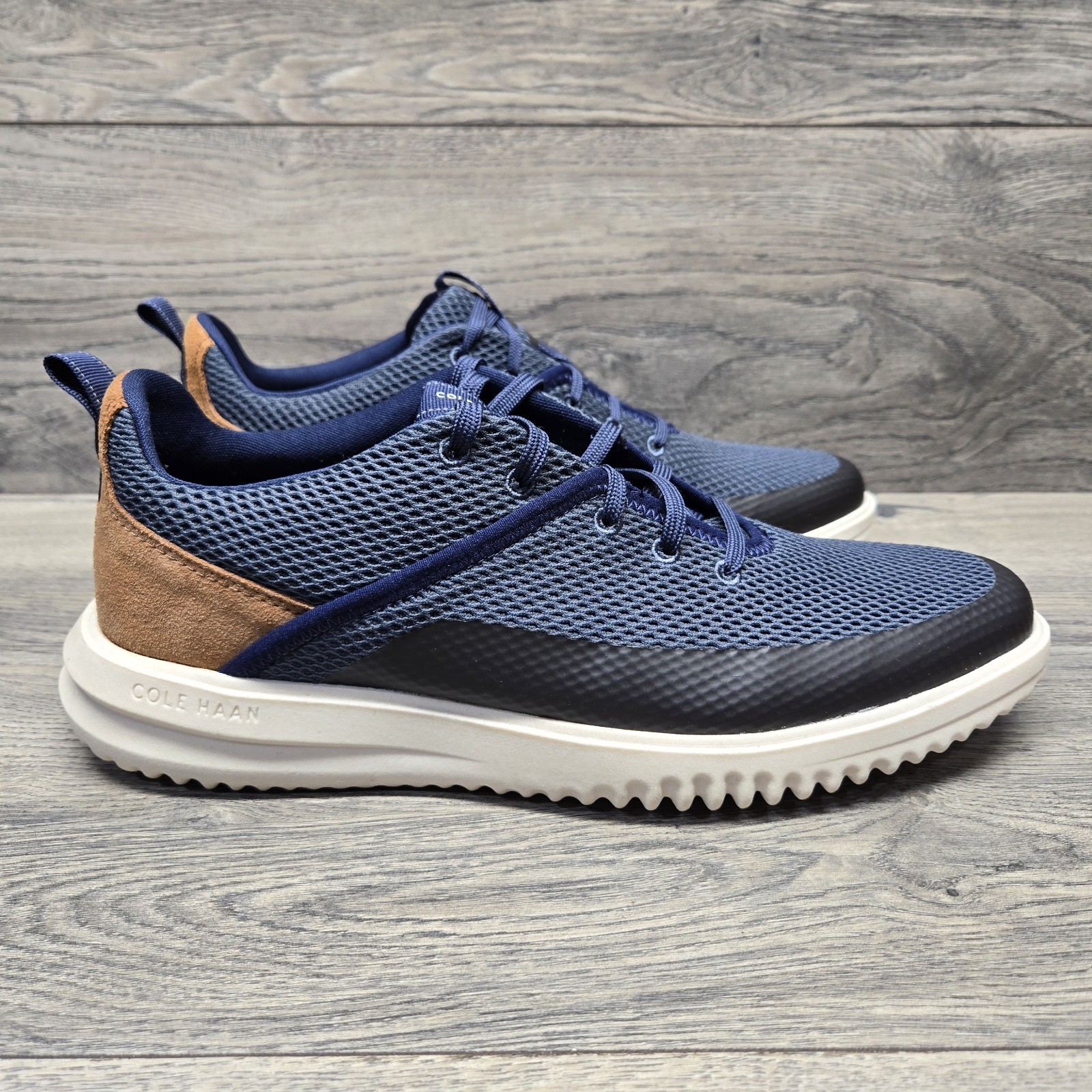 Cole Haan Grand+ Hybrid Sneakers Navy Blue Woven Leather Comfort Shoes Mens Size