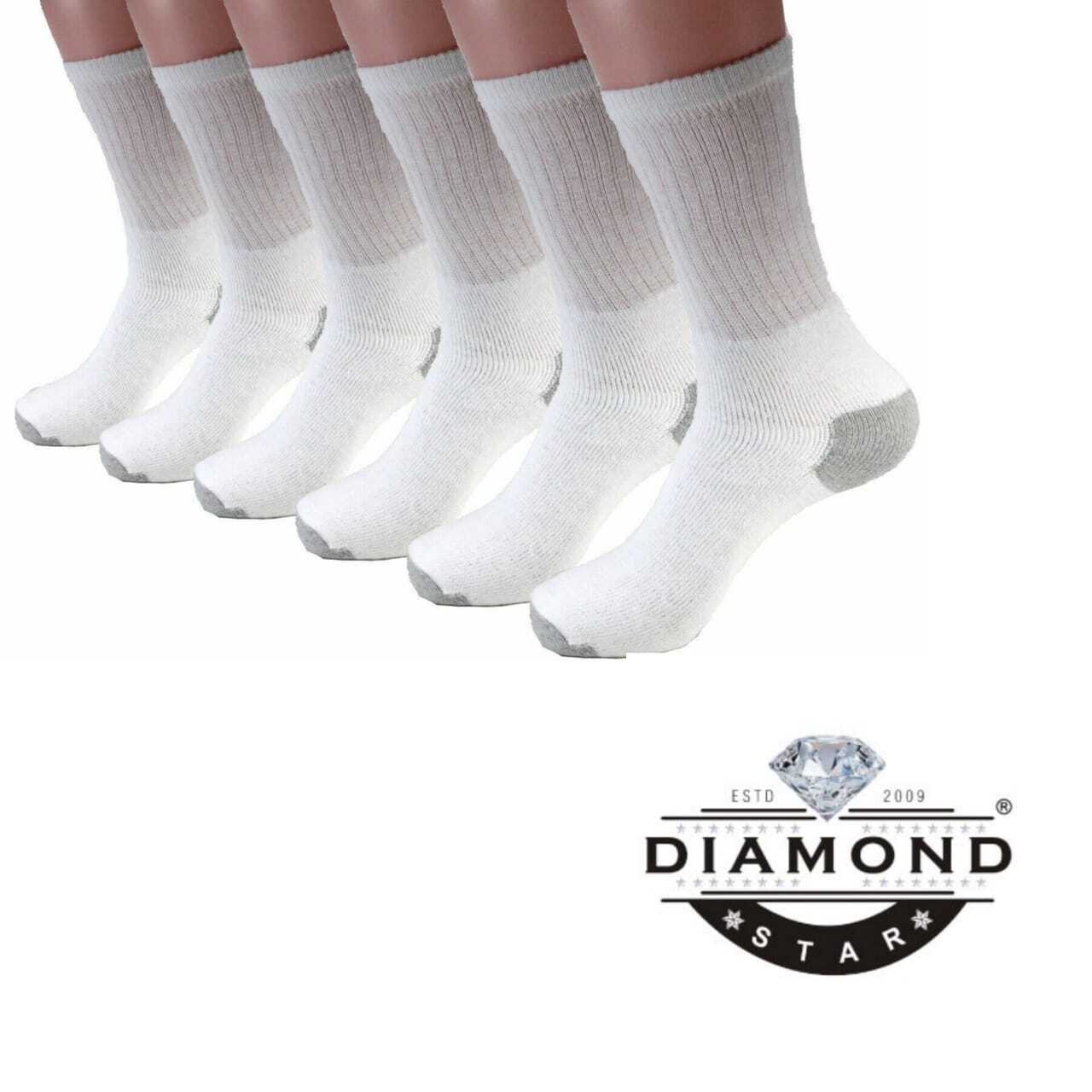 New 6-12 Pairs Men’s White Solid Sports Crew Socks Cotton USA Long Size 9-11
