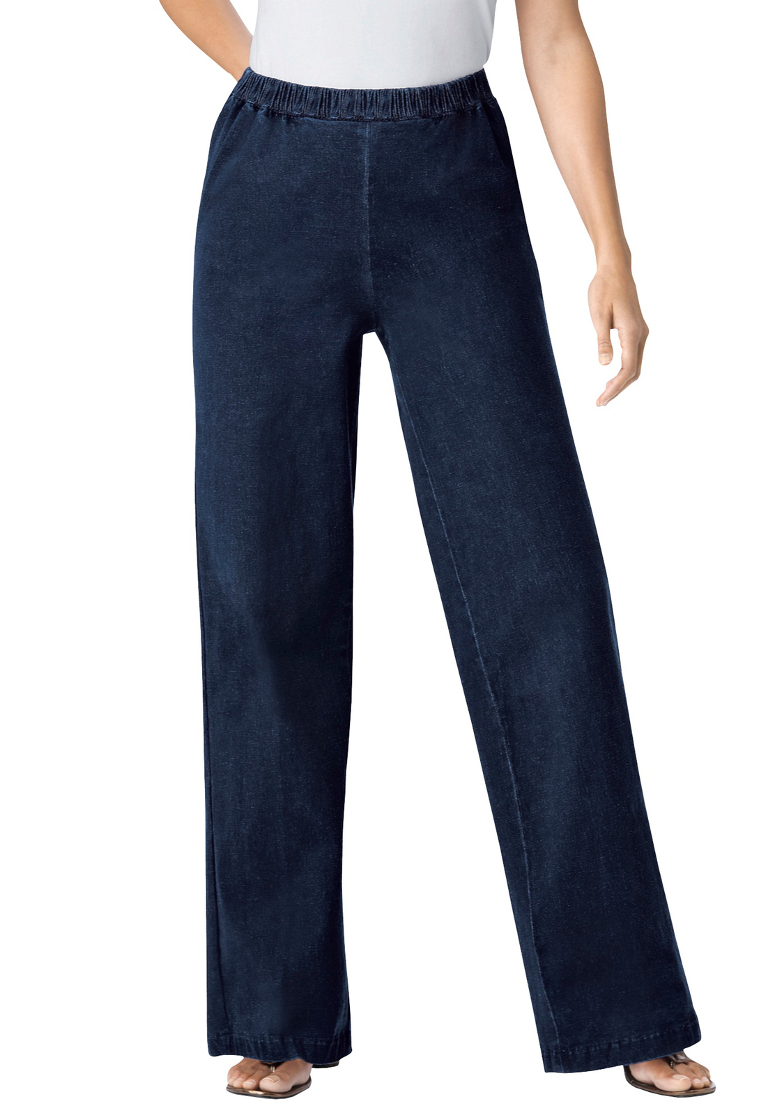 Woman Within Women’s Plus Size Tall Wide Leg Fineline Jean