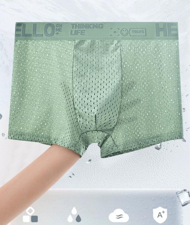 6 Pack Men’s Mesh Boxer Briefs Ice Silk Breathable Seamless Underwear Plus 4XL