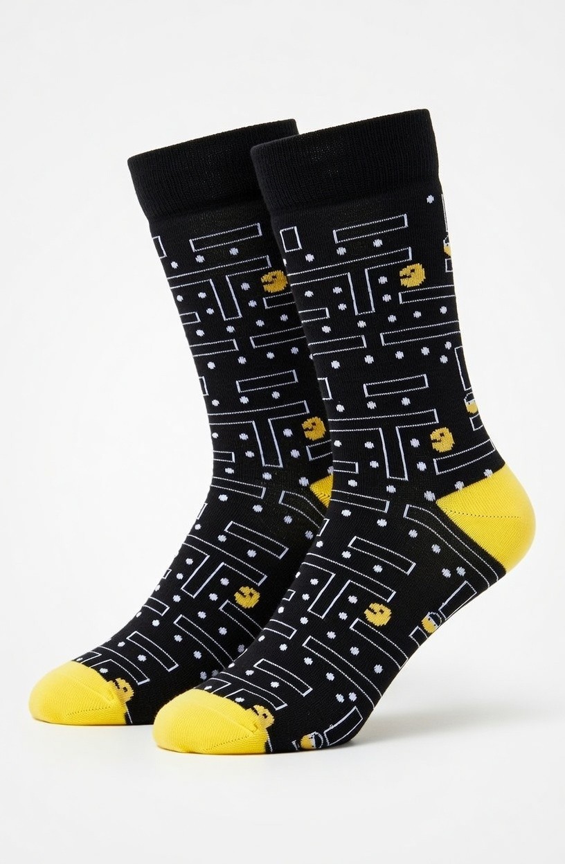 PACMAN | Unisex Retro Gaming Fun Novelty Socks | One Size UK 6-11 EU 40-46