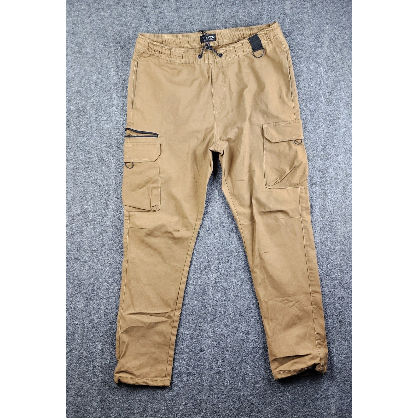 WXYZ Cargo Pants Mens Large Tan Khaki Tactical Streetwear D-Ring Stretch L