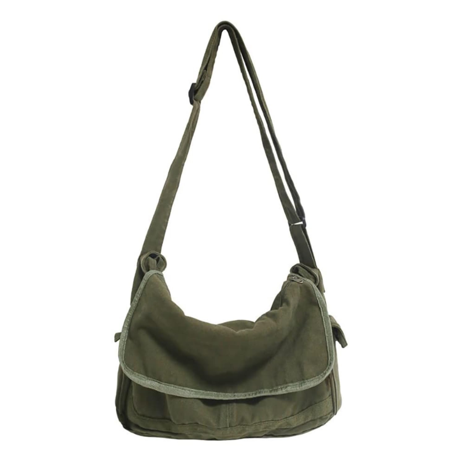 Vintage Canvas Messenger Bag for Men Women 15.0×4.7×10.2 inches, Army Green