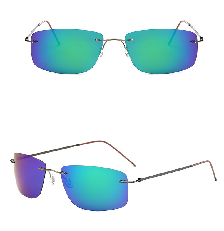 Ultra Light Memory Rimless Titanium Alloy Polarized Driving Sunglasses For Men