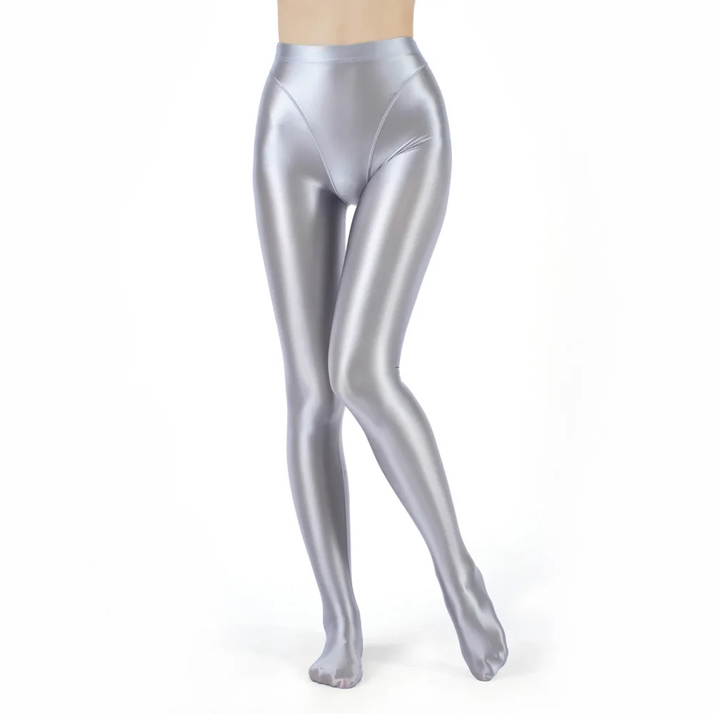 Opaque Elastic High Waist Tight Shiny Oil Glossy Pantyhose Yoga Dance Stockings
