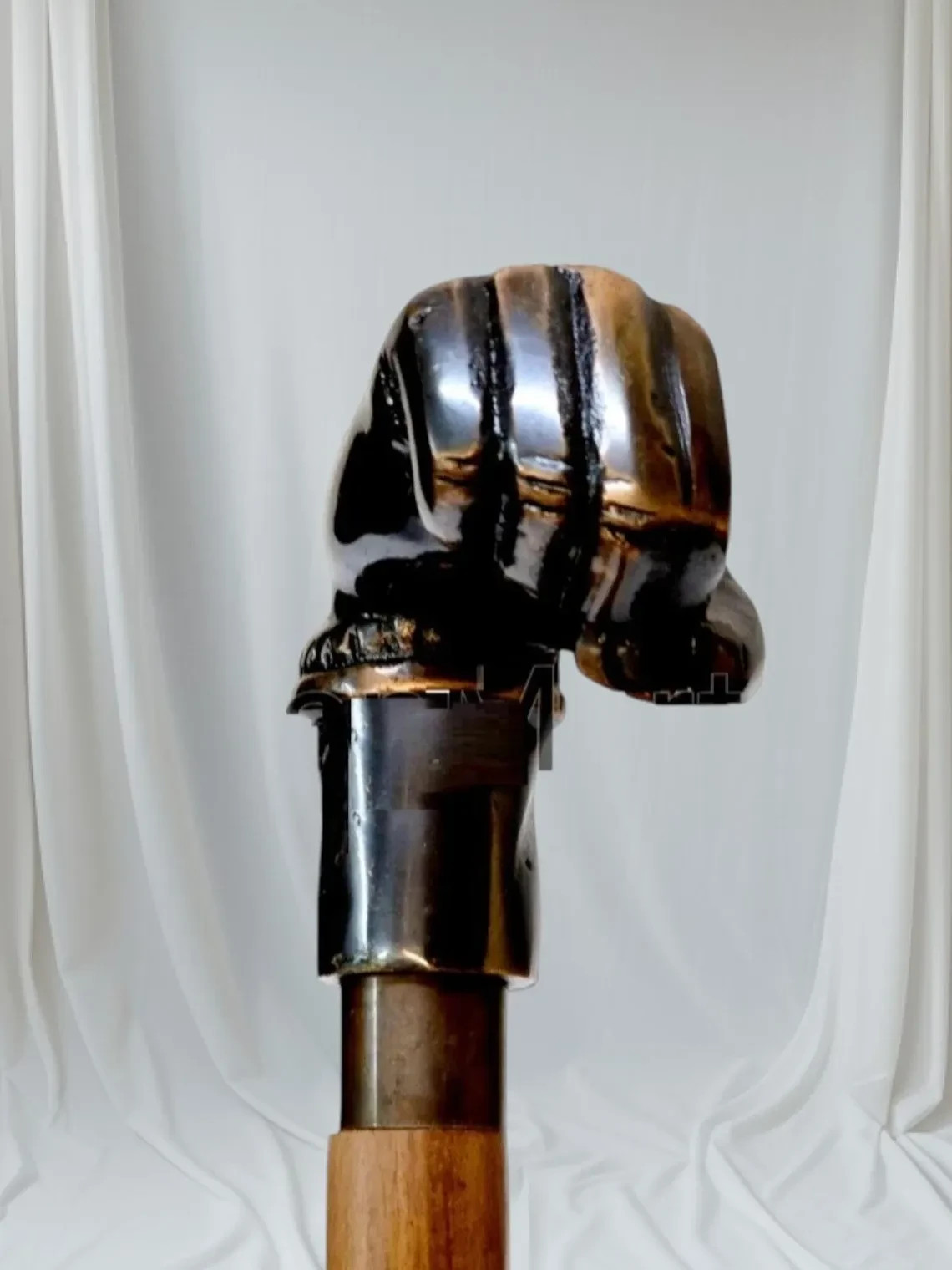 Antique Brass Punch Handle Walking Stick – Handmade Nautical Vintage Wooden Cane