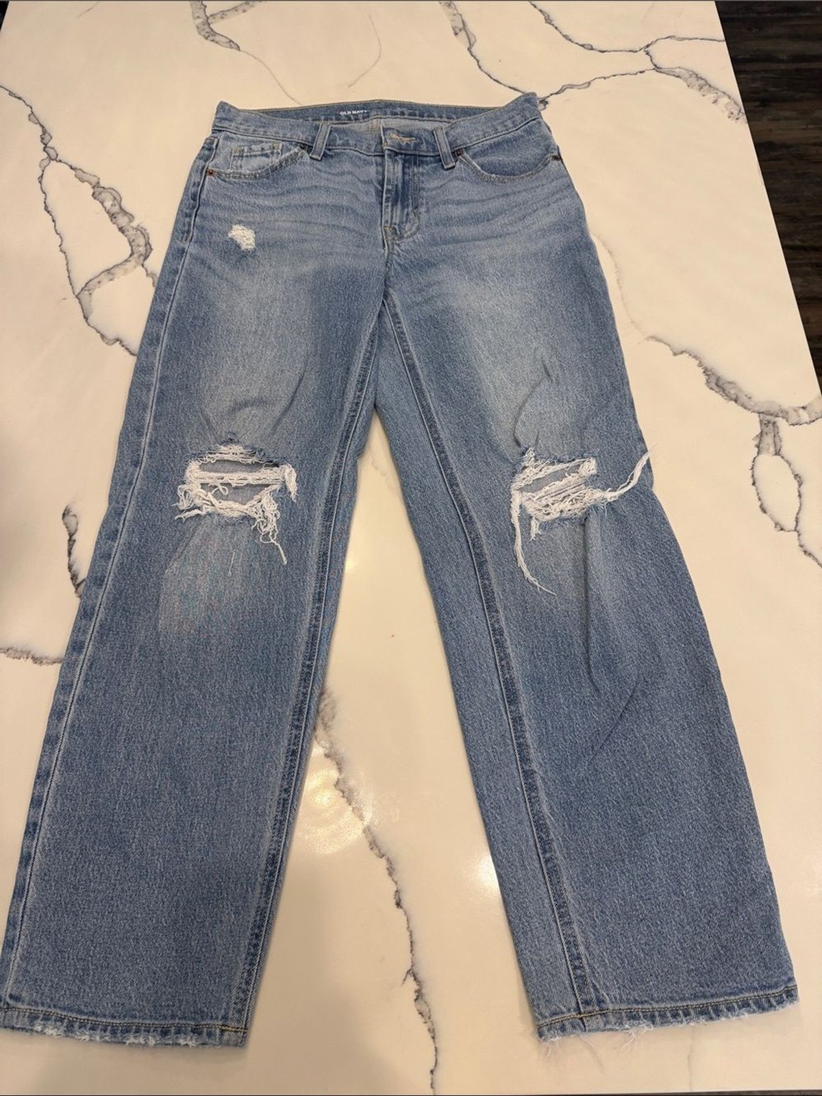 Old Navy mid-rise boyfriend loose distressed jeans