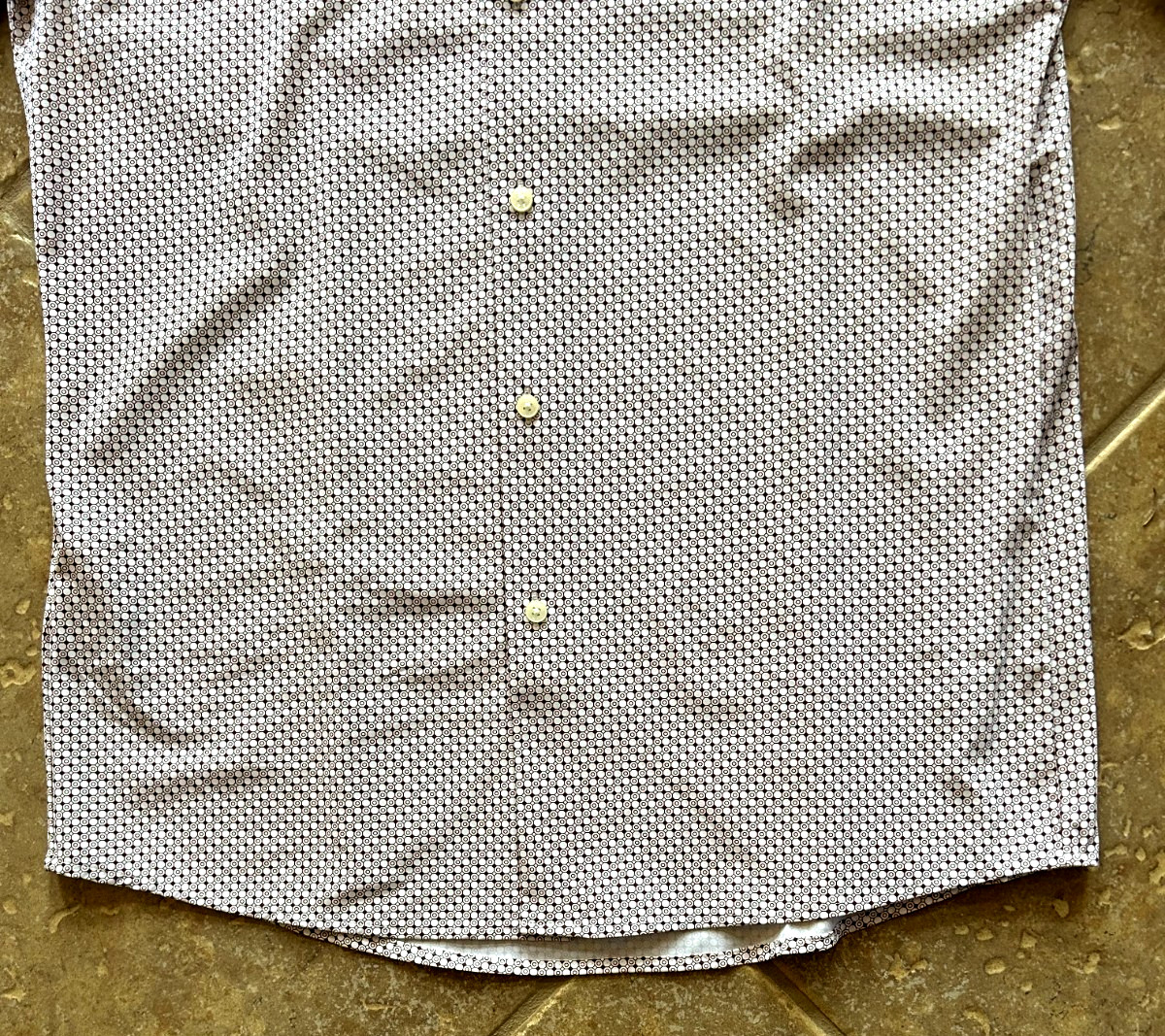Hugo Boss Max Sharp Fit Performance Dress Shirt 16.5 32/33 Brown Geo $149 NWT