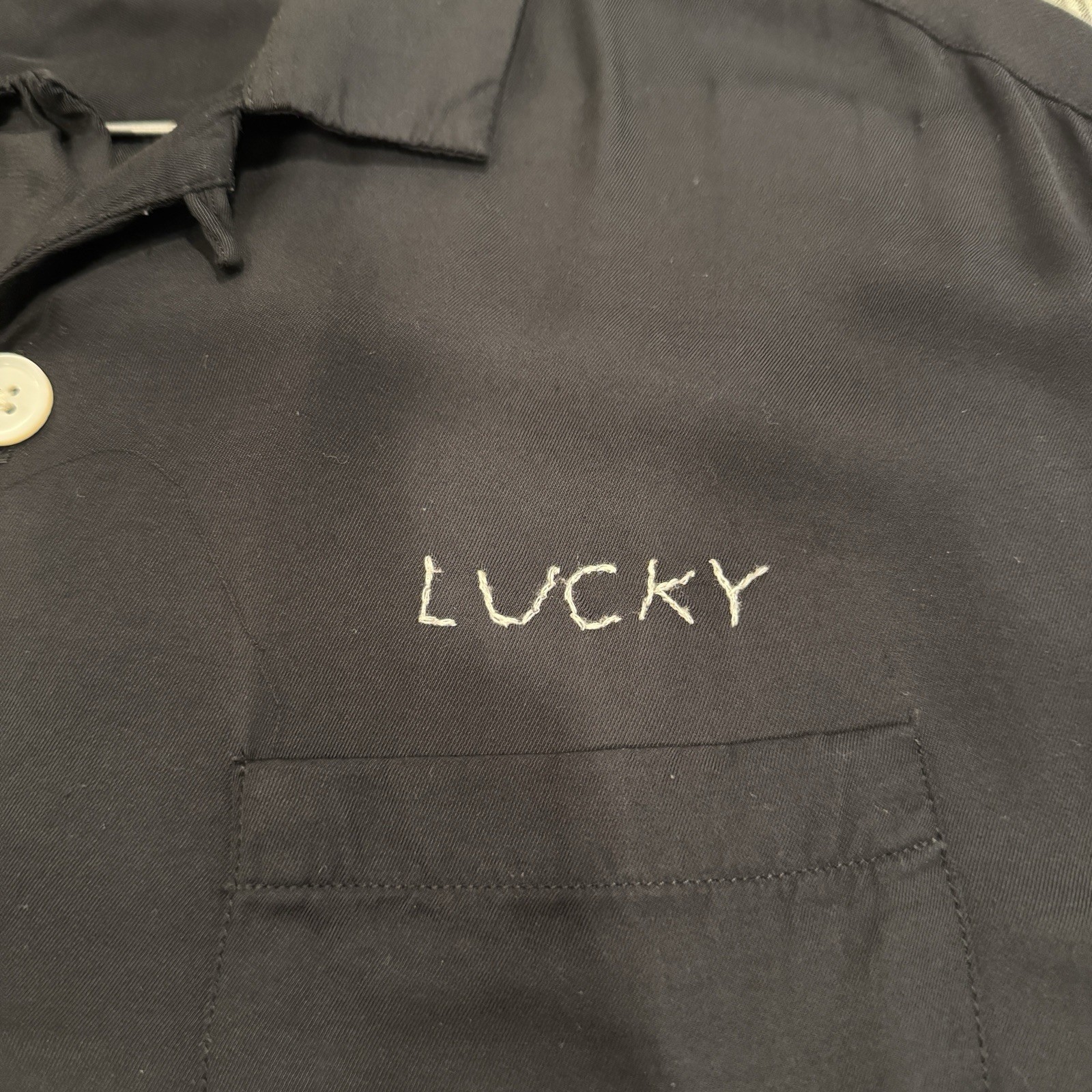 ALLSAINTS “Lucky” Men’s Black Short Sleeve Button-Up Shirt SZ LARGE