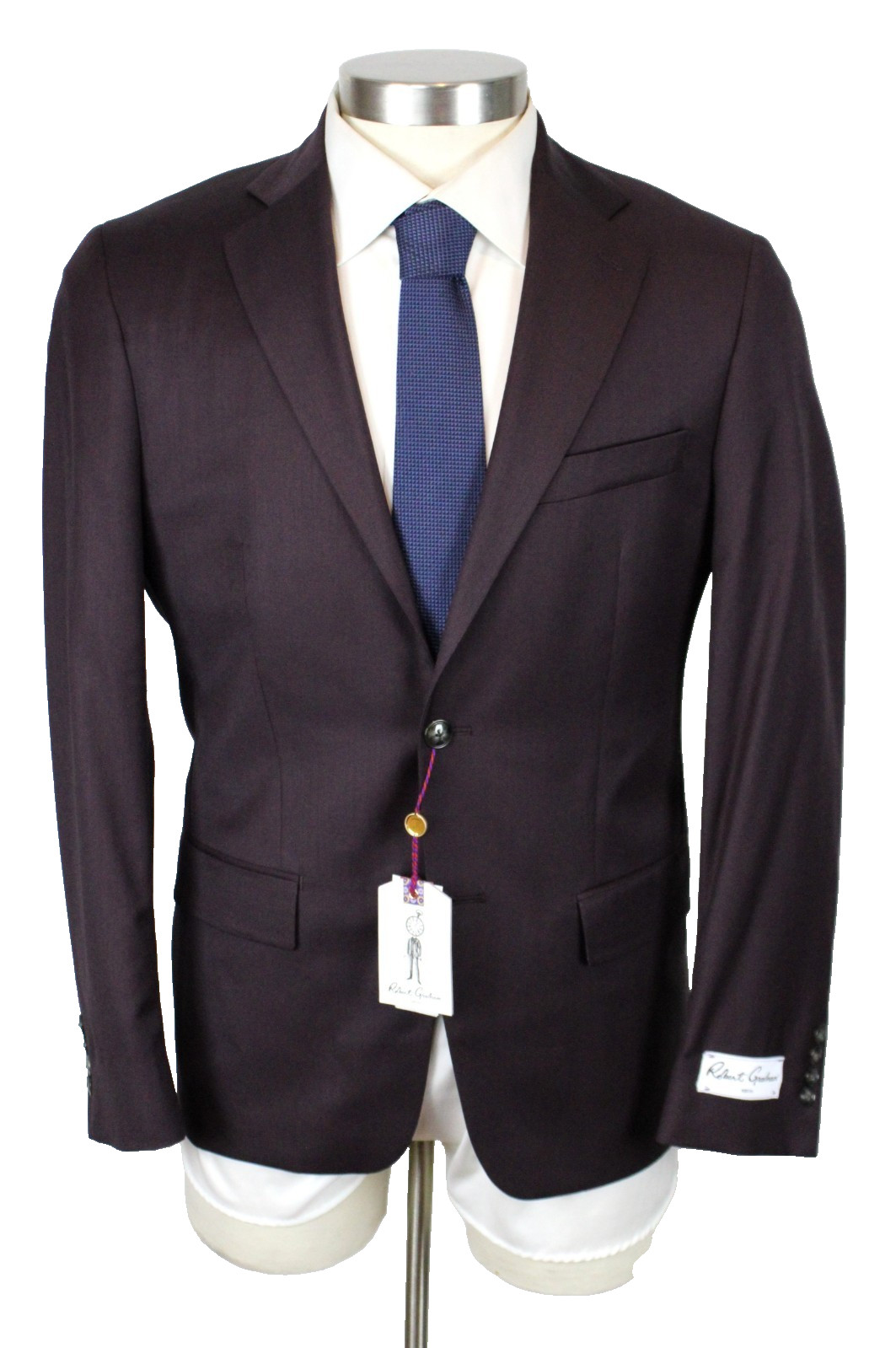 Robert Graham Reno Suit Jacket 42 L Mens Modern Fit Burgundy Wool 2 Button NWT