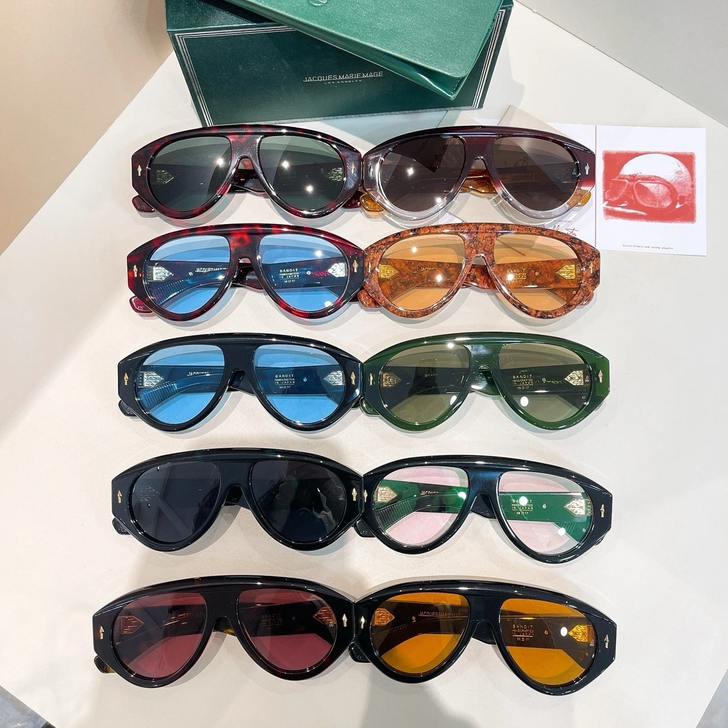 Jacques Marie Mage Bandit Black Frame Light Blue Lens Sunglasses JMM Aviator