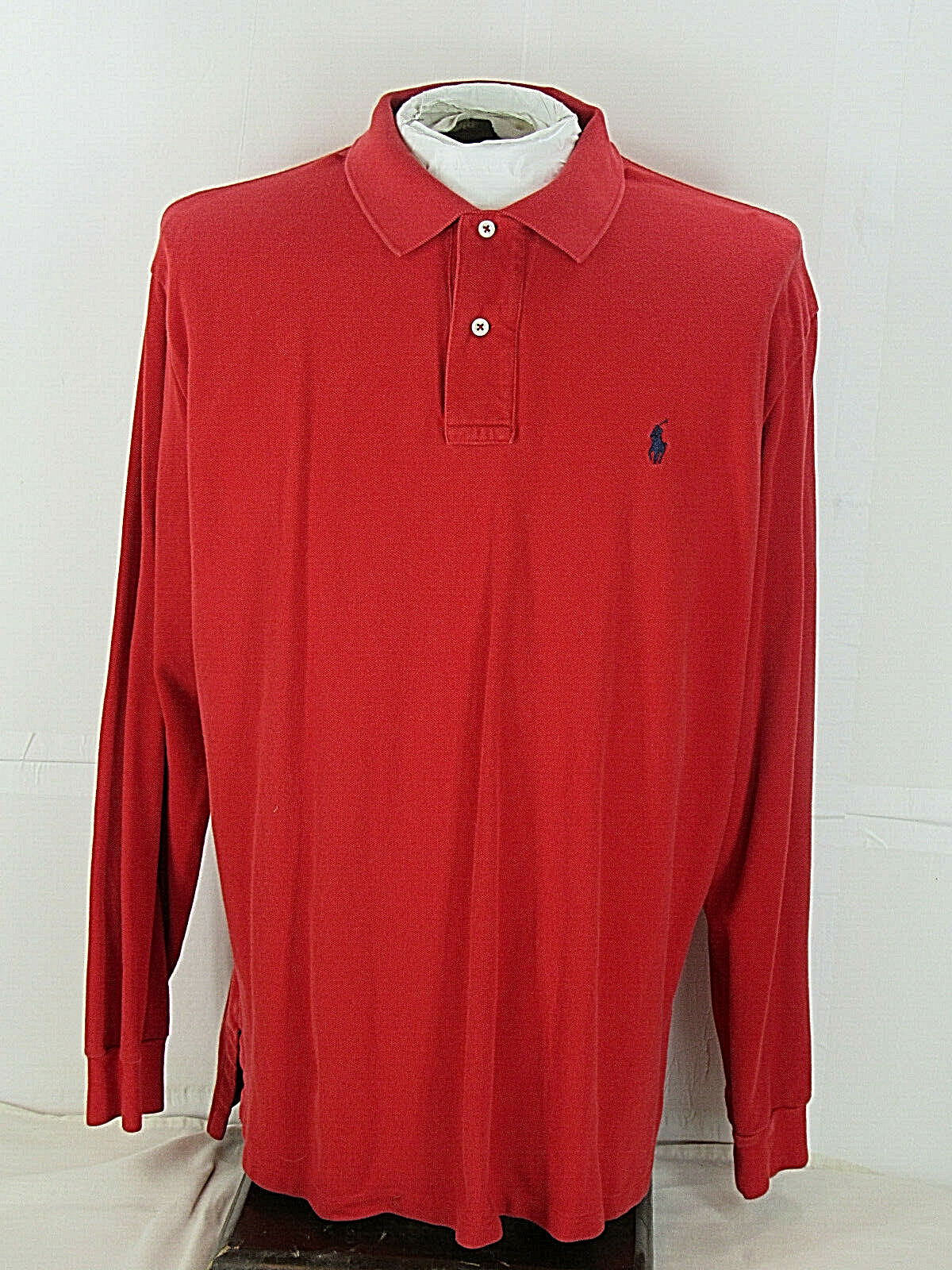 Polo Ralph Lauren Red L/S Polo Shirt Men’s XL [ 48in Chest 30L ] Blue Pony