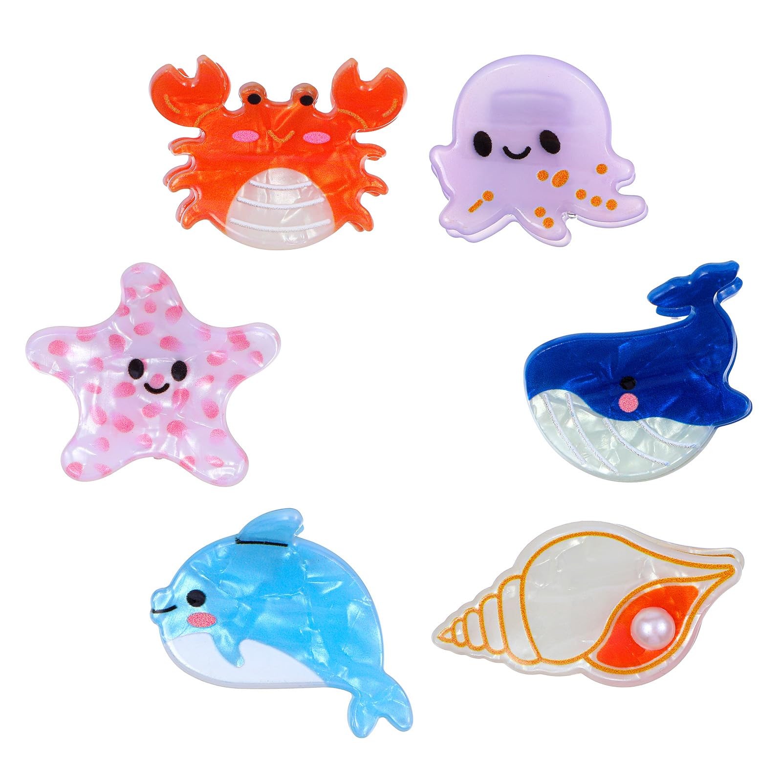 HJZHII 6PCS Sea Animal Hair Claw Clips Set, 1 Count (Pack of 6), Colorful