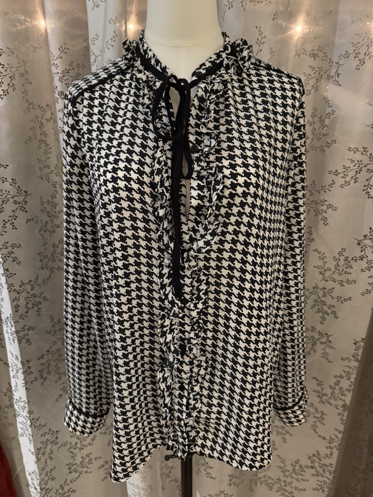 Zara Houndstooth Blouse Size Large