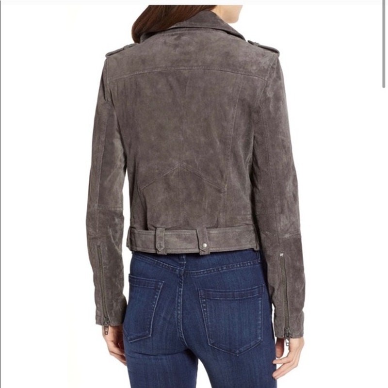 BLANKNYC Suede Moto Jacket in French Grey Size S