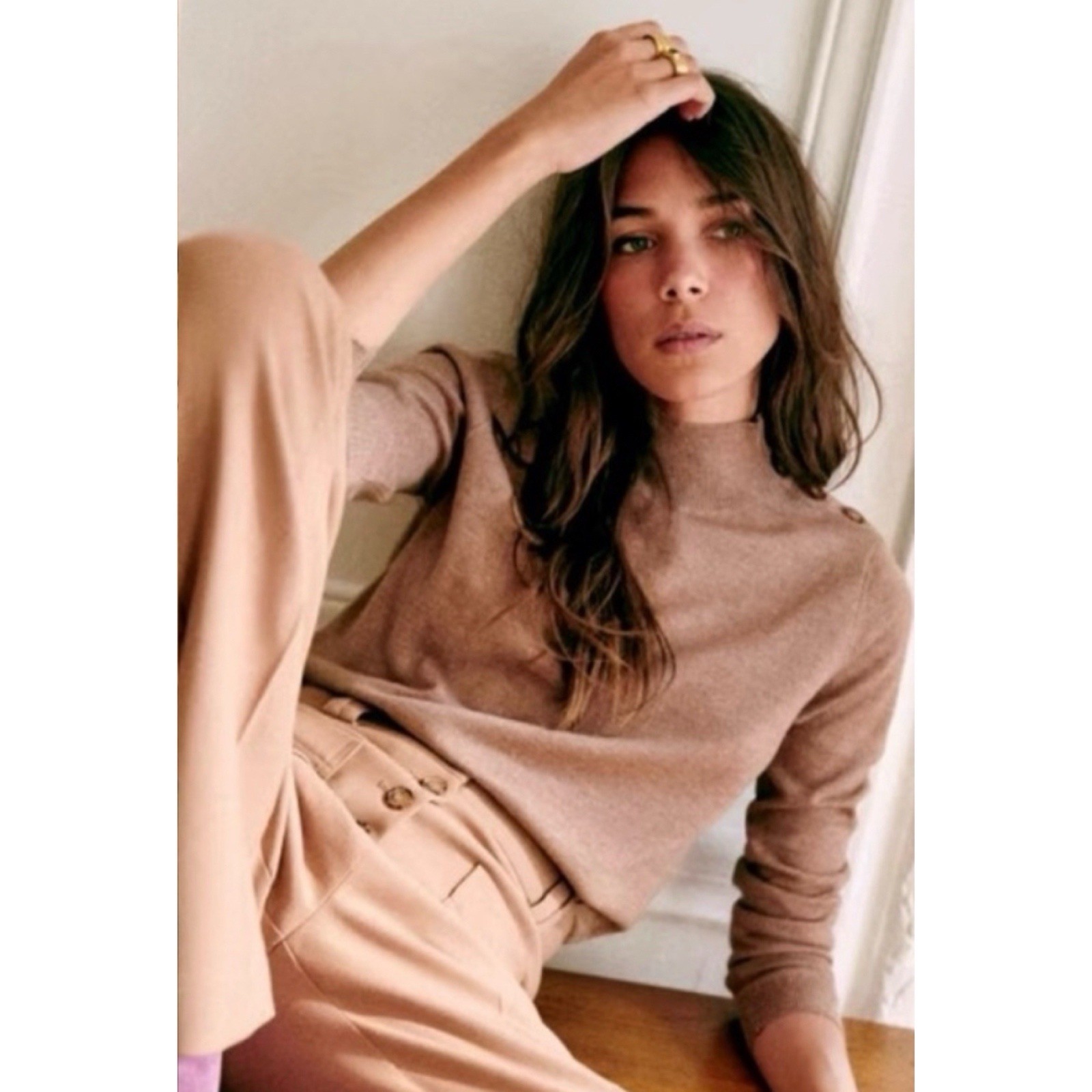 Sézane Jacob Brown Merino Wool Sweater Jumper