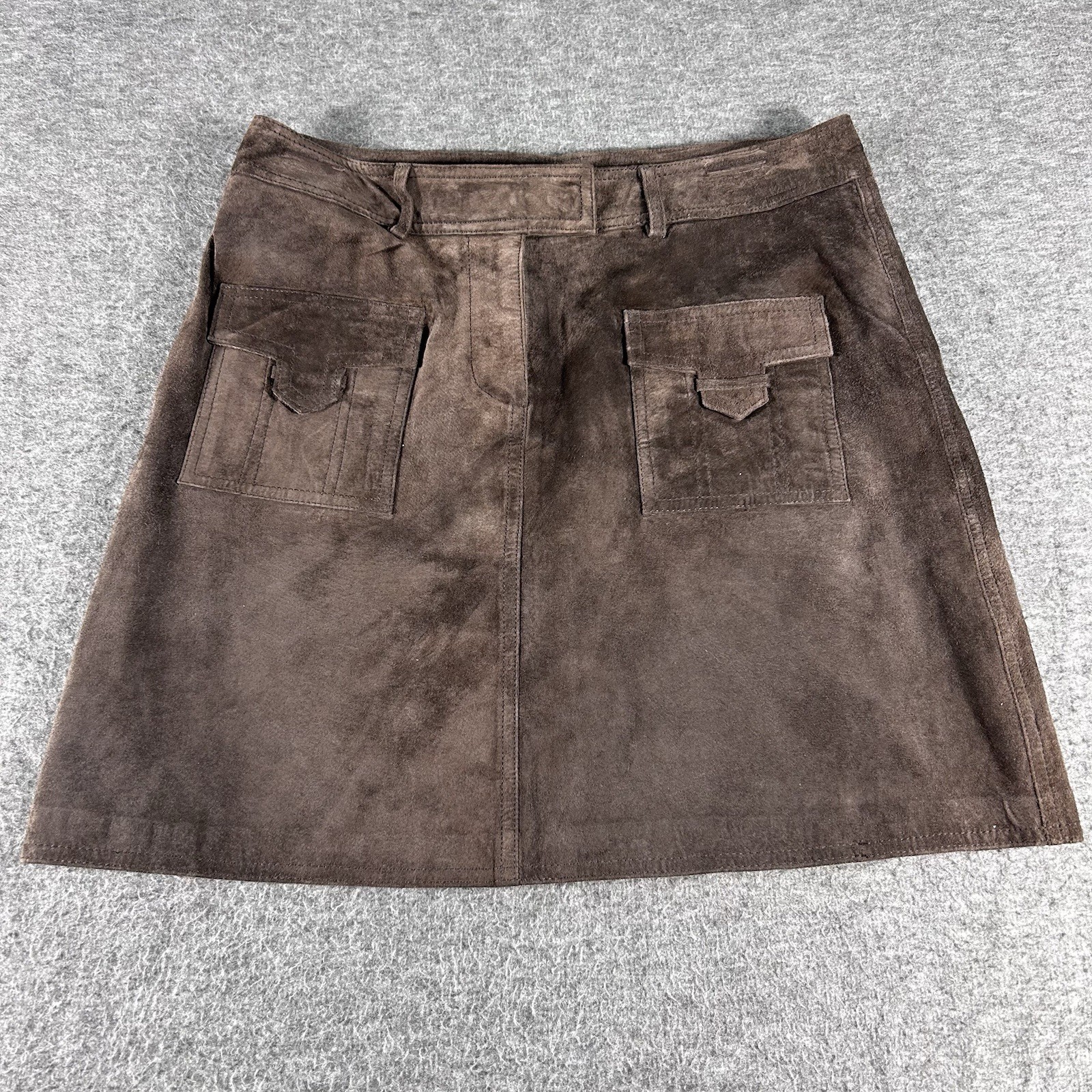 Women’s Chocolate Brown Suede Mini Skirt Front Pockets Cowgirl Western Size 6