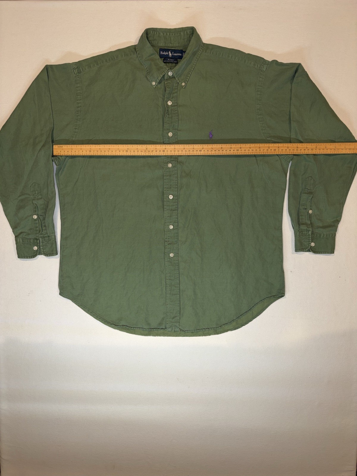 Vintage Polo Ralph Lauren Blake Silk Linen Sage Green Button Down Men’s Large