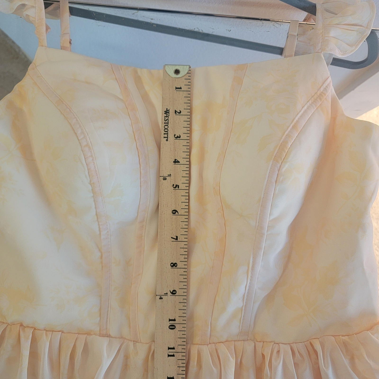 Ao Yan Butter Yellow Tiered Ruffled Maxi Formal Dress Prom Gown NWT Size S