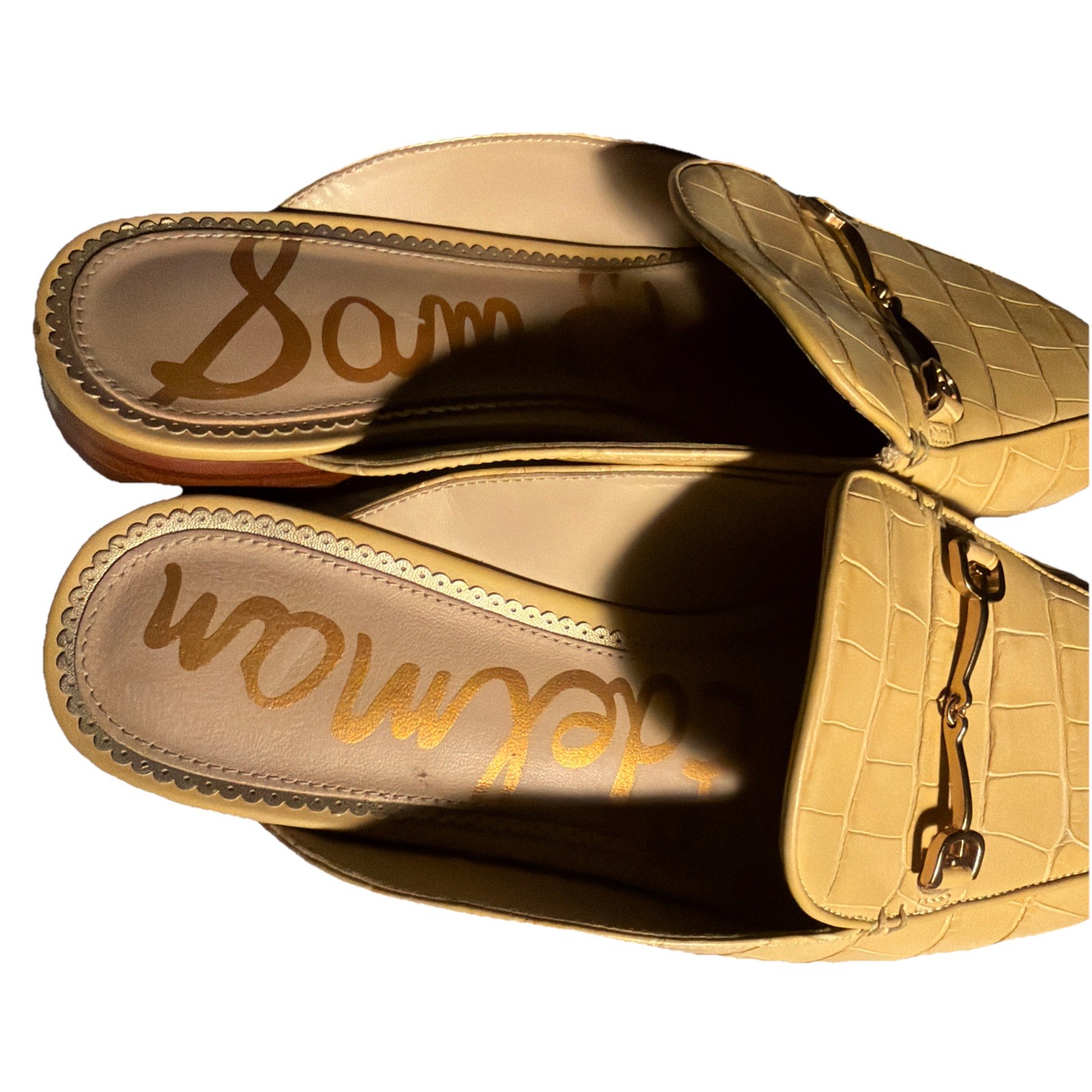 Sam Edelman Womens Laurna Sun Croc Leather Slip On Flats Sz 9M
