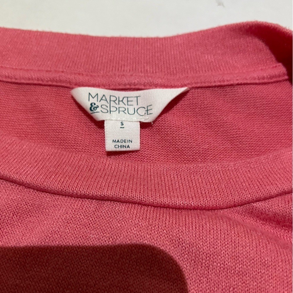 Market & Spruce Pink Stripe Colorblock Pullover shirt size Small