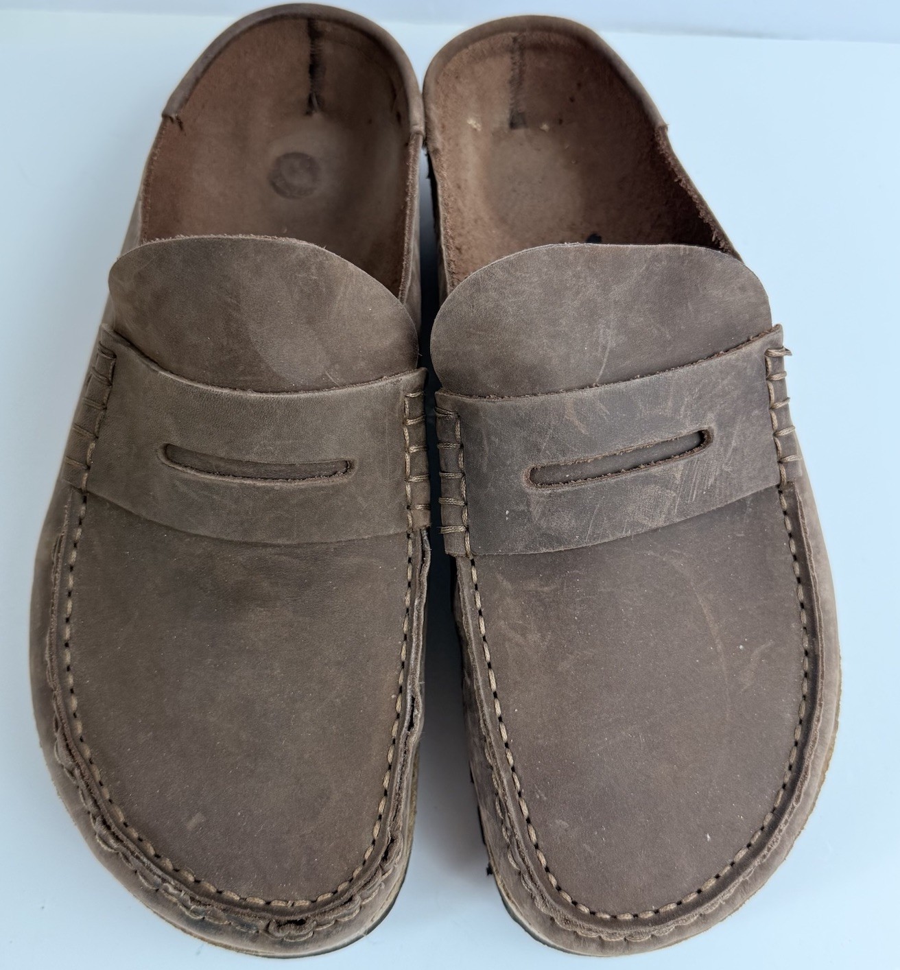 Birkenstock Naples Loafers Mules Brown Leather Clogs Mens 9 Size 42 Regular Wide