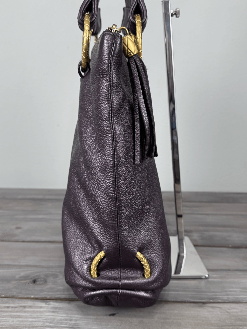 Elliott Lucca Brown Sheen 100% Leather Tote Shoulder Bag