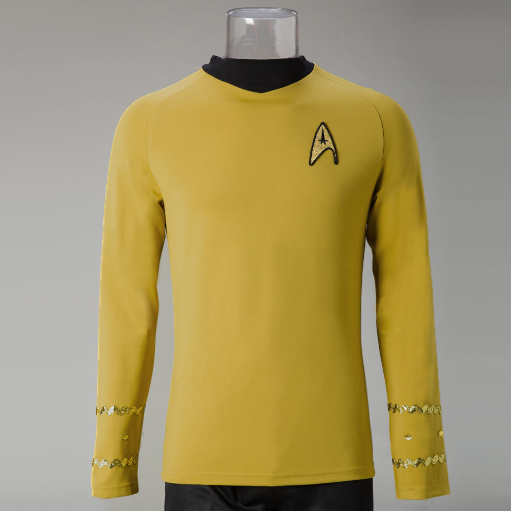 Cosplay TOS Kirk Gold Top Shirts Uniform The Original Series Starfleet Costumes