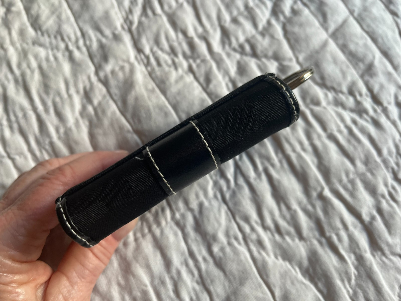 Black Geometric Nylon Poly Bi-Fold Small Women’s Wallet 4x3x1 Unused Clean