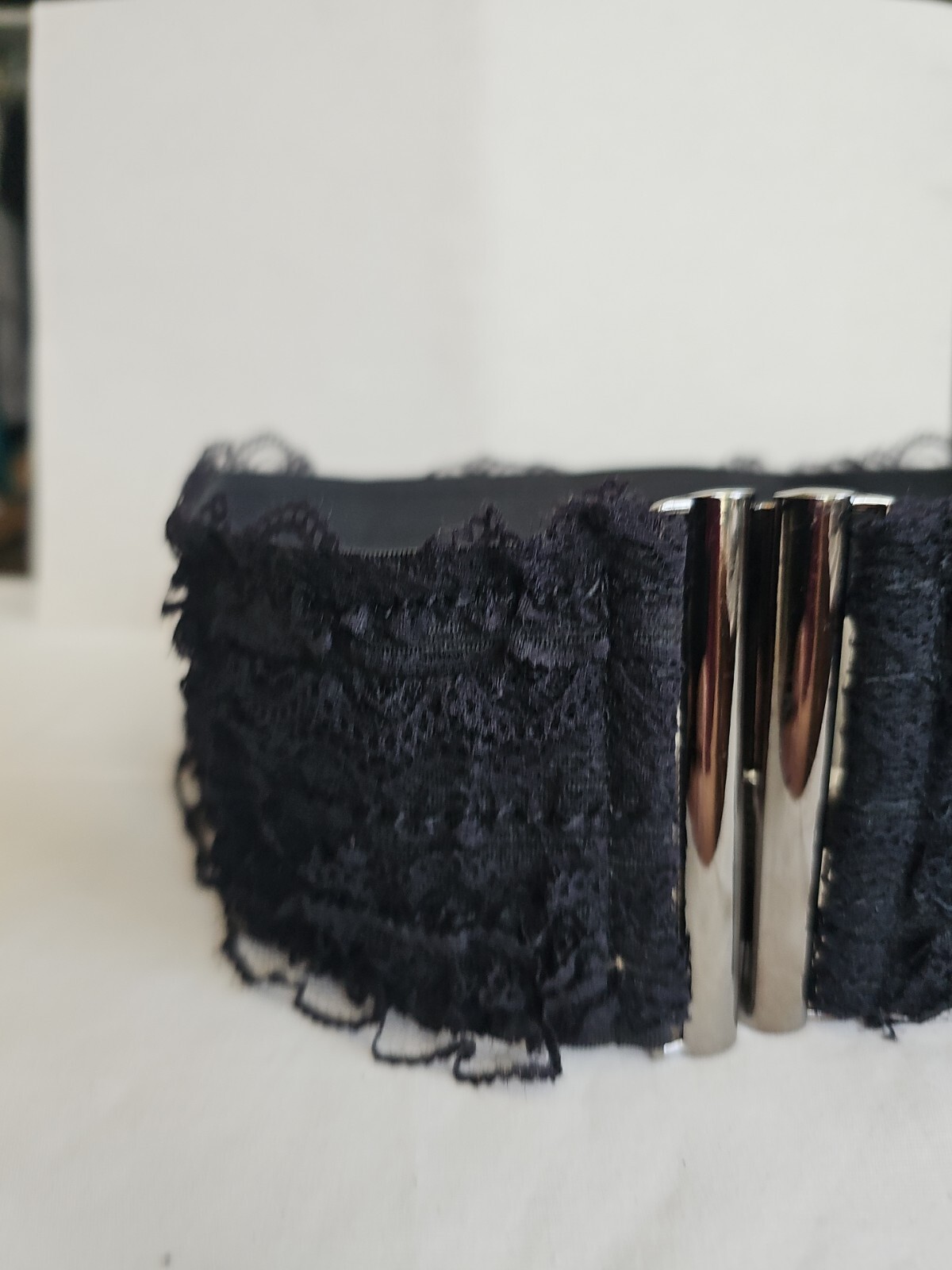 BCBGeneration Belt Wide Laced Waist Black Elasticated Stretch Size M/L