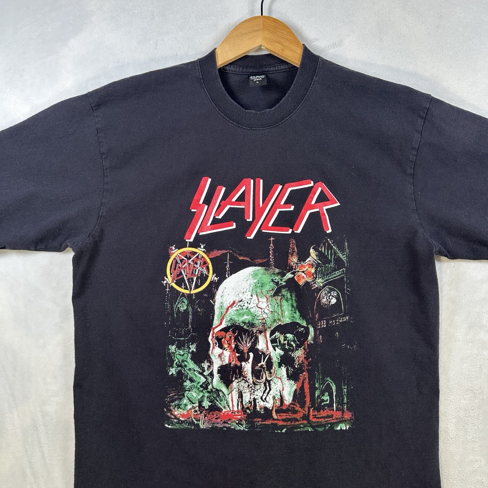 Vintage Slayer Black Short Sleeve T shirt Men’s Size Large