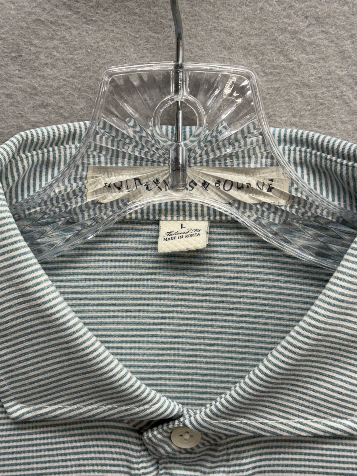 Holderness & Bourne ALMIGOS Logo Golf Polo Shirt Blue Stripe Men’s Size Large L